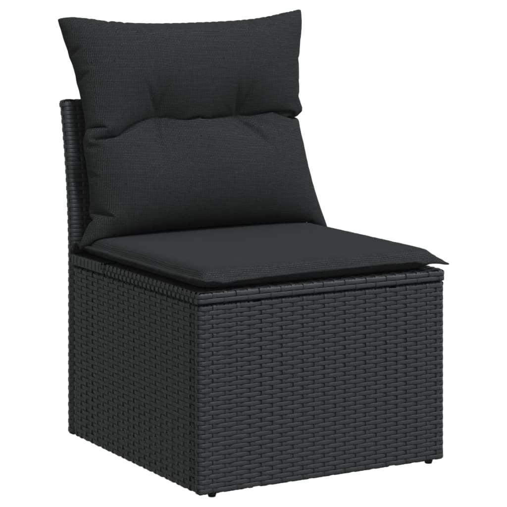 Set Divani da Giardino 9 pz con Cuscini Nero in Polyrattan 3226167