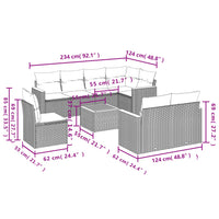 Set Divani da Giardino 9 pz con Cuscini Nero in Polyrattan 3226167