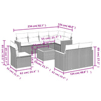 Set Divani da Giardino 9 pz con Cuscini Nero in Polyrattan 3226168