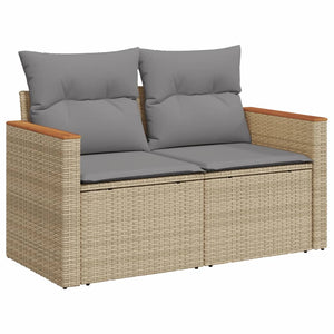 Set Divano da Giardino 9 pz con Cuscini Beige Misto Polyrattan 3226171