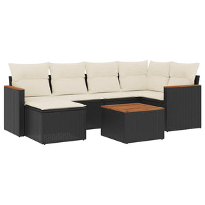 Set Divani da Giardino con Cuscini 7pz Nero Polyrattan 3226182