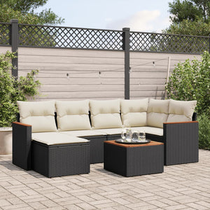 Set Divani da Giardino con Cuscini 7pz Nero Polyrattan 3226182