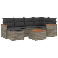 Set Divani da Giardino 7 pz con Cuscini Grigio in Polyrattan 3226186