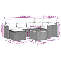 Set Divani da Giardino 7 pz con Cuscini Grigio in Polyrattan 3226186