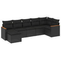 Set Divani da Giardino con Cuscini 7pz Nero Polyrattan 3226188