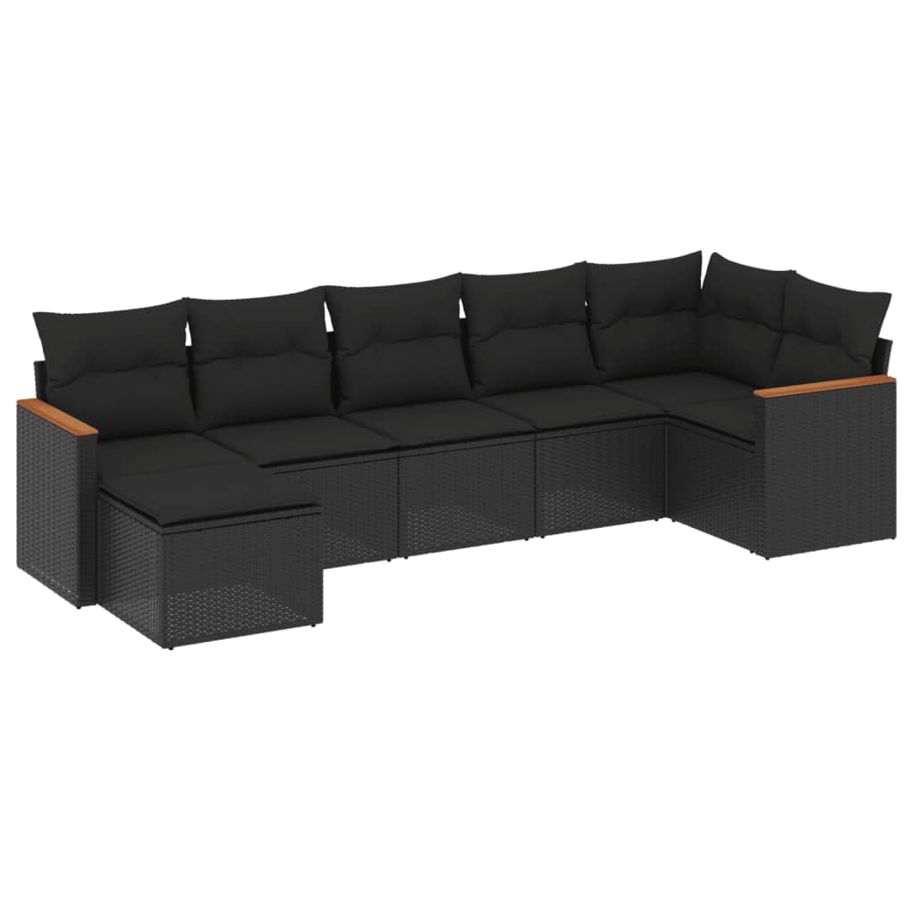 Set Divani da Giardino con Cuscini 7pz Nero Polyrattancod mxl 114573