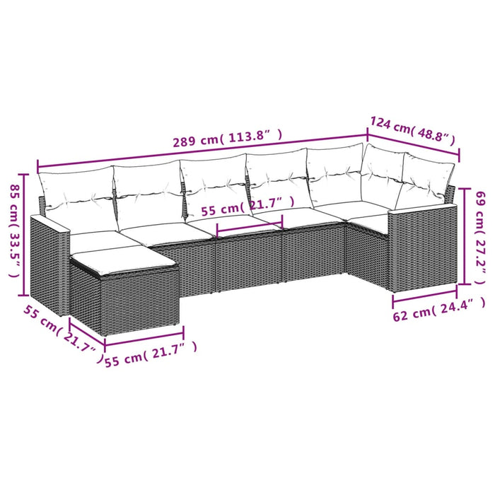 Set Divani da Giardino con Cuscini 7pz Nero Polyrattan 3226188