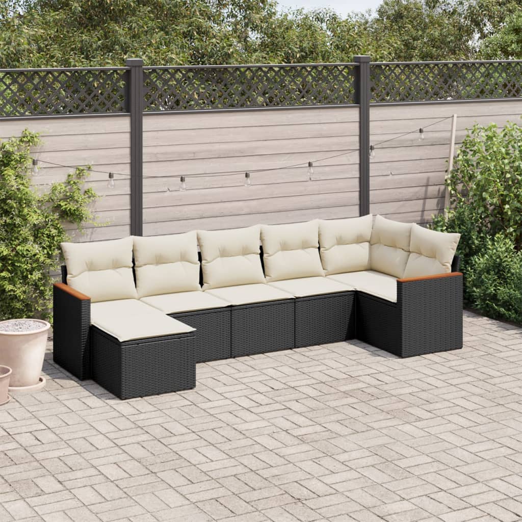 Set Divani da Giardino con Cuscini 7pz Nero Polyrattancod mxl 89091