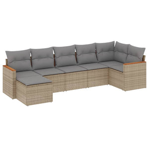 Set Divano da Giardino 7 pz con Cuscini Beige Misto Polyrattan 3226192