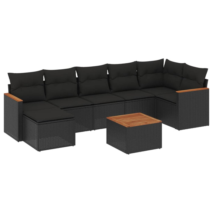 Set Divani da Giardino con Cuscini 8 pz Nero in Polyrattan 3226195