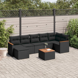 Set Divani da Giardino con Cuscini 8 pz Nero in Polyrattancod mxl 114443