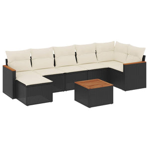 Set Divani da Giardino con Cuscini 8 pz Nero in Polyrattan 3226196