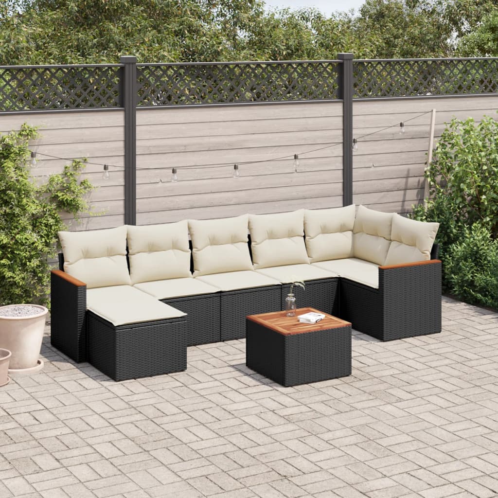 Set Divani da Giardino con Cuscini 8 pz Nero in Polyrattancod mxl 90460