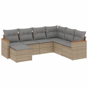 Set Divano da Giardino 7 pz con Cuscini Beige Misto Polyrattan 3226206