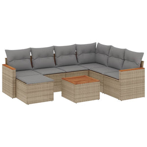 Set Divano da Giardino 8 pz con Cuscini Beige Misto Polyrattan 3226213