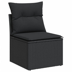 Set Divano da Giardino 6 pz con Cuscini Nero in Polyrattan 3226216