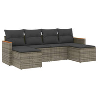 Set Divano da Giardino 6 pz con Cuscini Grigio in Polyrattan 3226221