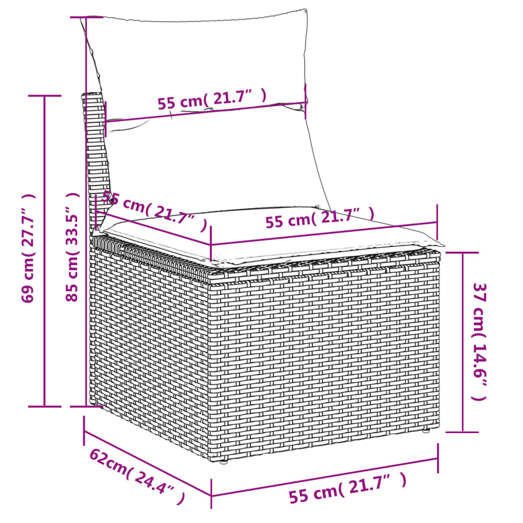 Set Divano da Giardino 6 pz con Cuscini Grigio in Polyrattan 3226221