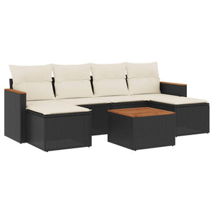 Set Divani da Giardino con Cuscini 7pz Nero Polyrattancod mxl 114756