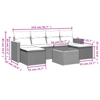 Set Divani da Giardino 7 pz con Cuscini Grigio in Polyrattan 3226228