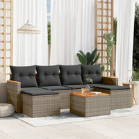 Set Divani da Giardino 7 pz con Cuscini Grigio in Polyrattan 3226228