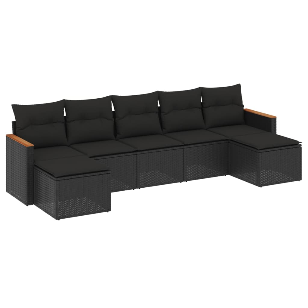 Set Divani da Giardino con Cuscini 7pz Nero Polyrattan 3226230