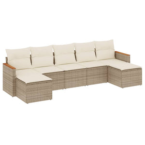 Set Divani da Giardino 7 pz con Cuscini Beige in Polyrattan 3226233