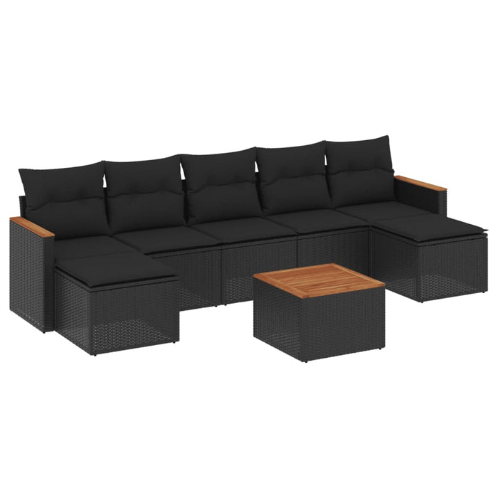 Set Divani da Giardino con Cuscini 8 pz Nero in Polyrattan 3226237