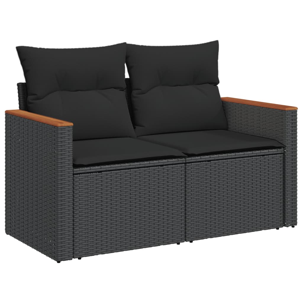 Set Divani da Giardino con Cuscini 8 pz Nero in Polyrattan 3226237