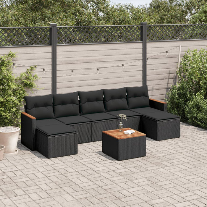 Set Divani da Giardino con Cuscini 8 pz Nero in Polyrattan 3226237