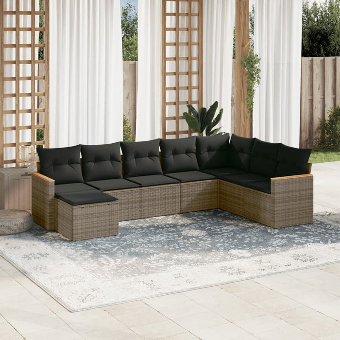 Set Divano da Giardino 8 pz con Cuscini Grigio in Polyrattan 3226249