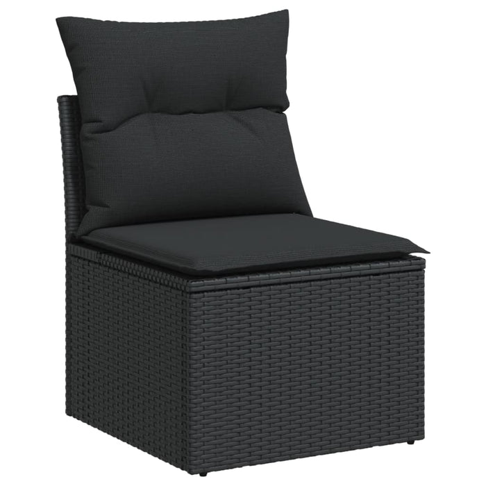 Set Divani da Giardino 9 pz con Cuscini Nero in Polyrattan 3226251