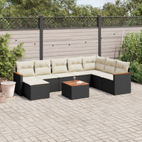 Set Divani da Giardino 9 pz con Cuscini Nero in Polyrattan 3226252