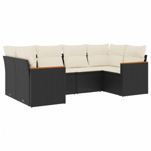 Set Divano da Giardino 6 pz con Cuscini Nero in Polyrattan 3226259