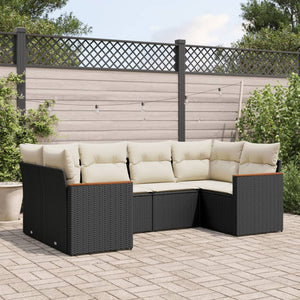 Set Divano da Giardino 6 pz con Cuscini Nero in Polyrattan 3226259