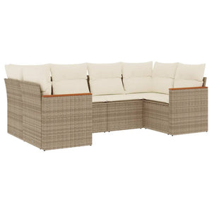 Set Divano da Giardino 6 pz con Cuscini Beige in Polyrattan 3226261