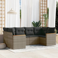 Set Divano da Giardino 6 pz con Cuscini Grigio in Polyrattan 3226263