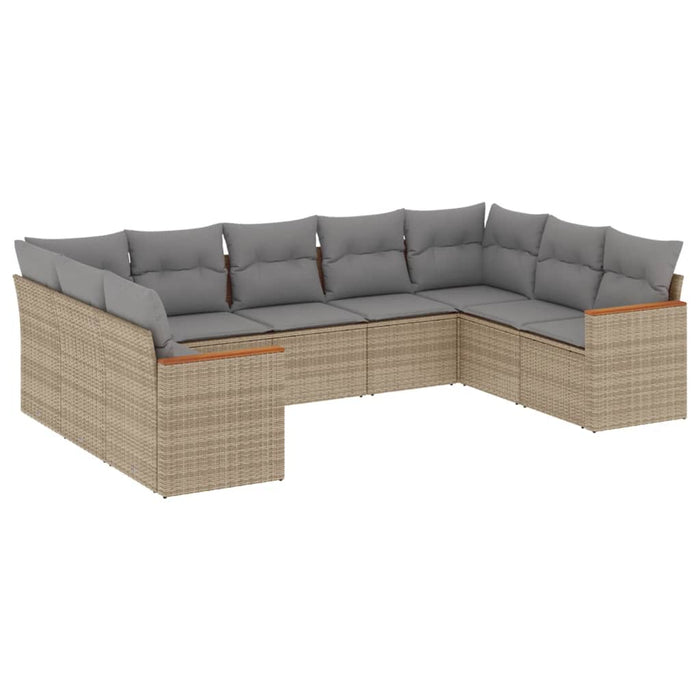 Set Divano da Giardino 9 pz con Cuscini Beige Misto Polyrattan 3226276