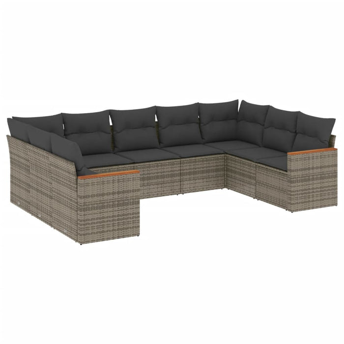 Set Divano da Giardino 9 pz con Cuscini Grigio in Polyrattan 3226277