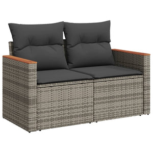 Set Divano da Giardino 9 pz con Cuscini Grigio in Polyrattan 3226277