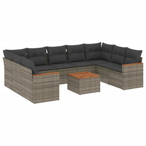 Set Divano da Giardino 10 pz con Cuscini Grigio in Polyrattan 3226284