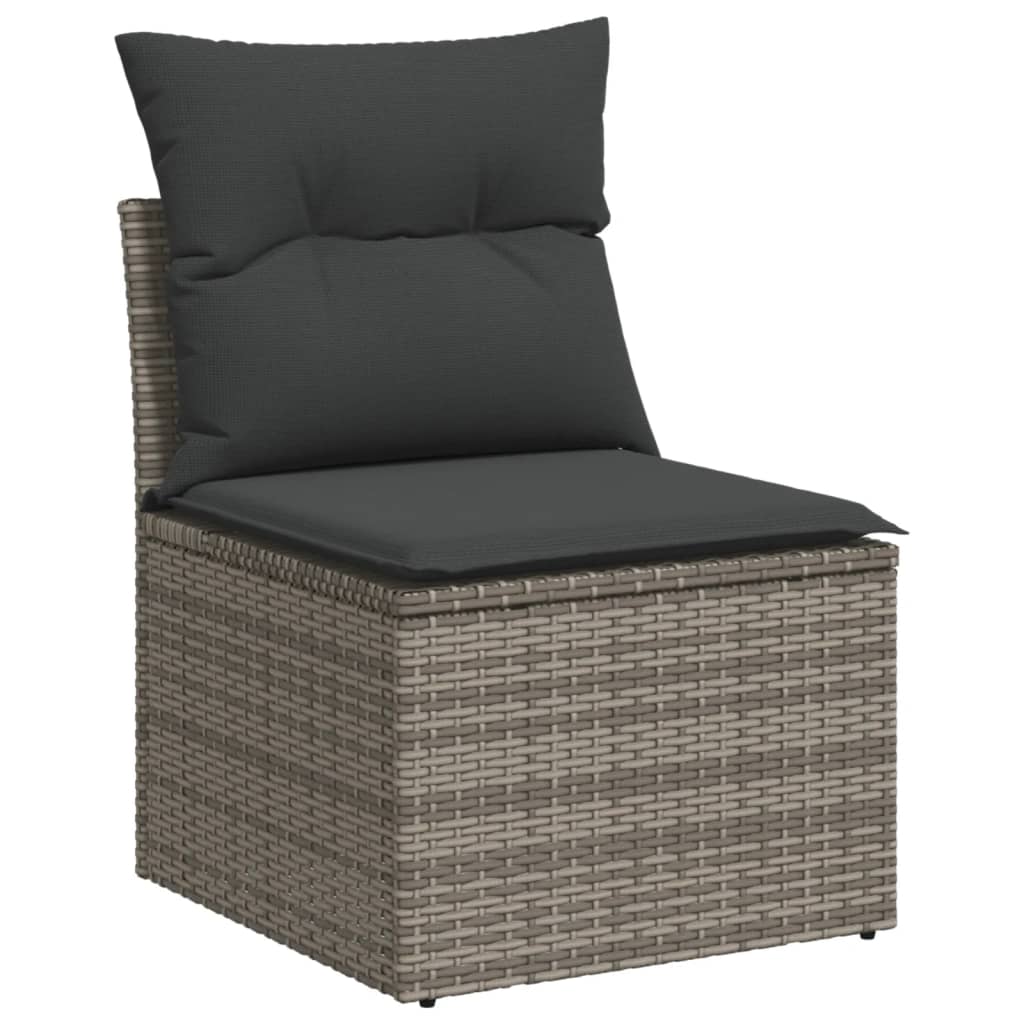 Set Divano da Giardino 10 pz con Cuscini Grigio in Polyrattan 3226284