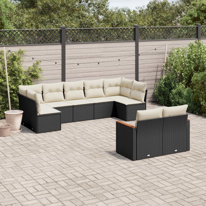 Set Divani da Giardino 9 pz con Cuscini Nero in Polyrattancod mxl 114467