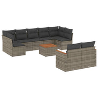 Set Divano da Giardino 10 pz con Cuscini Grigio in Polyrattan 3226298