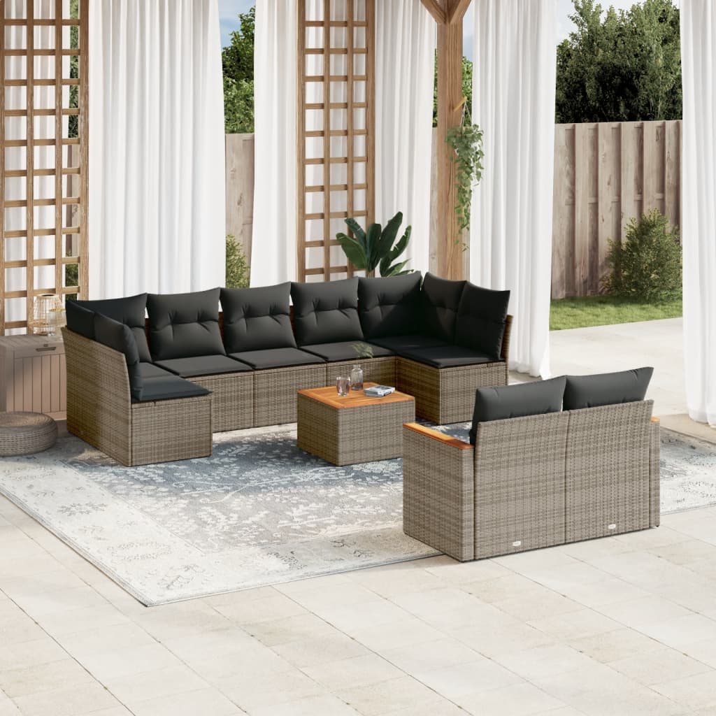 Set Divano da Giardino 10 pz con Cuscini Grigio in Polyrattancod mxl 113085