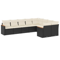 Set Divani da Giardino 9 pz con Cuscini Nero in Polyrattan 3226301