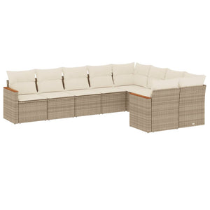 Set Divano da Giardino 9 pz con Cuscini Beige in Polyrattancod mxl 89102