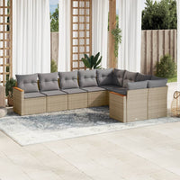 Set Divano da Giardino 9 pz con Cuscini Beige Misto Polyrattan 3226304