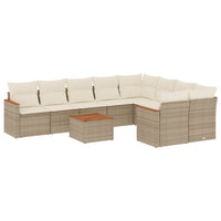 Set Divano da Giardino 10 pz con Cuscini Beige in Polyrattan 3226310