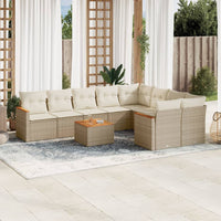 Set Divano da Giardino 10 pz con Cuscini Beige in Polyrattan 3226310